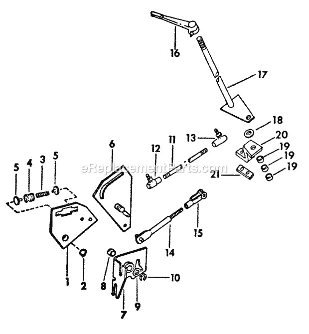 Transmission Controls Diagram and Parts List for 169 2050048U Cub Cadet Lawn Tractor